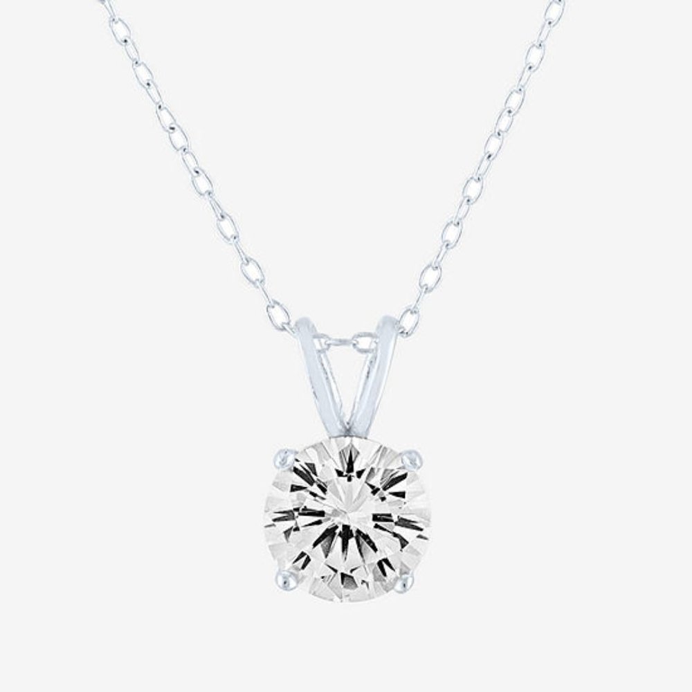 Lab Created White Sapphire Sterling Silver Pendant Necklace